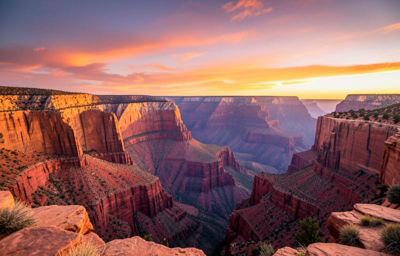 Arizona'da gün batımında Büyük Kanyon